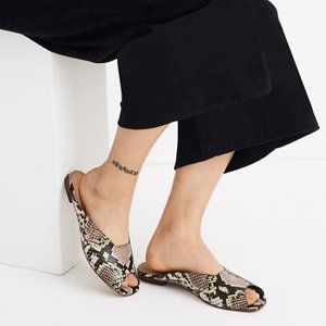 Erica Peep-Toe Mule in Snake-Embossed Leather